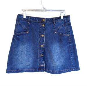 Frye Denim Jean Skirt Culver Wash Button  Down Size 14W Medium Wash
